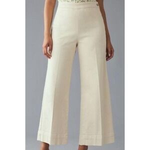 Anthropologie Pilcro The Skipper Side Zip High Rise Crop Wide Leg Jean Cream 31